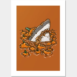 Pumpkin Destruction Shark Posters and Art